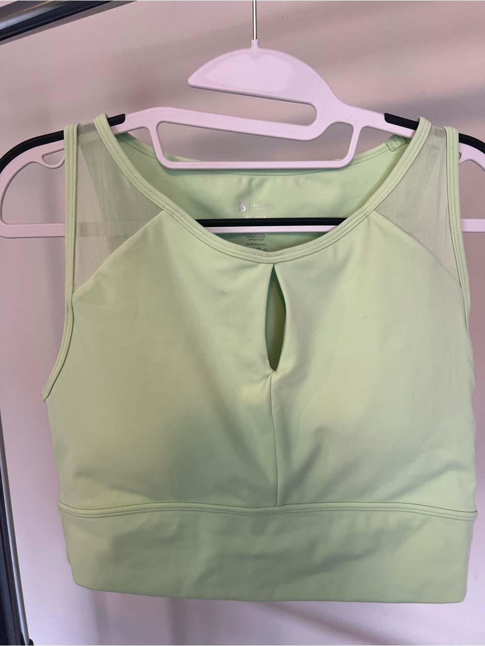 BuffBunny Light Green Keyhole Mesh-Panel Sports Bra